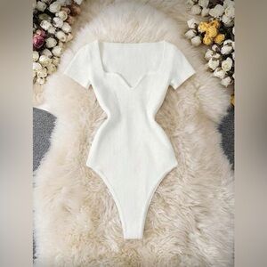 SHEIN White Ribbed Bodysuit